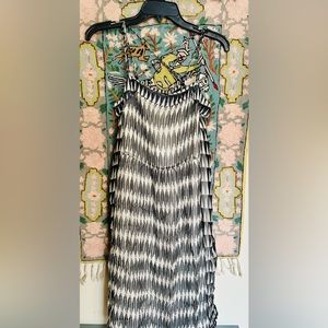 Chiffon dress, black and white, with lining, spaghetti straps